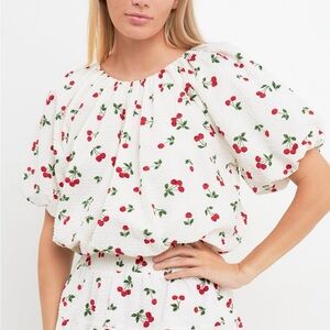 English Factory Cherry Patterned Blouse Medium